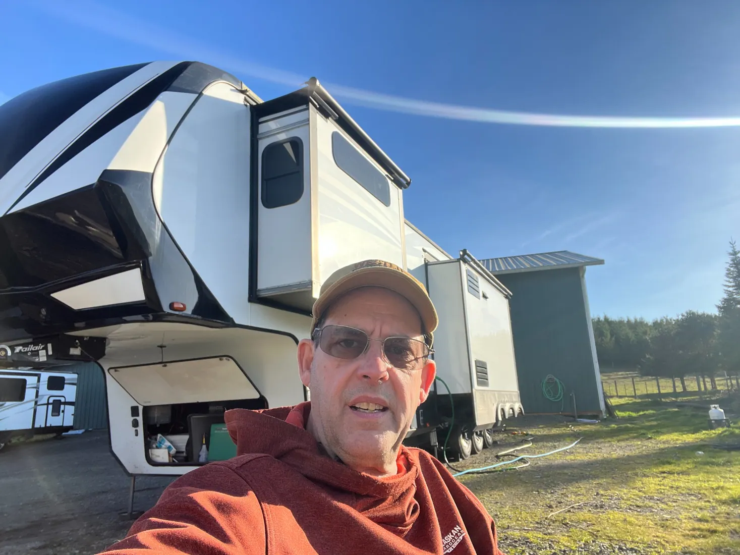 Our Grand Design fifth wheel parked at the family horse ranch in Oregon