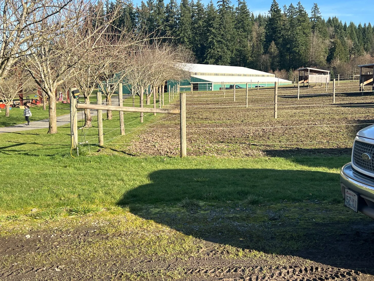 The paddocks, fencing, and barns at the Oregon horse ranch where our family stayed